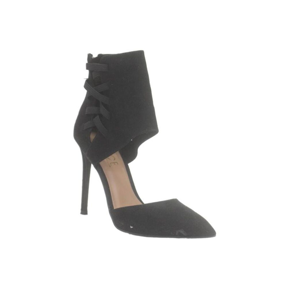 Rouge Women's Pointed Toe Suede Lace Up Stiletto Sandals Black Size 9
